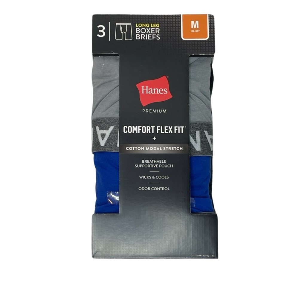 HANES - Men’s 3pk Comfort Flex Fit Long Leg Boxer Briefs.
